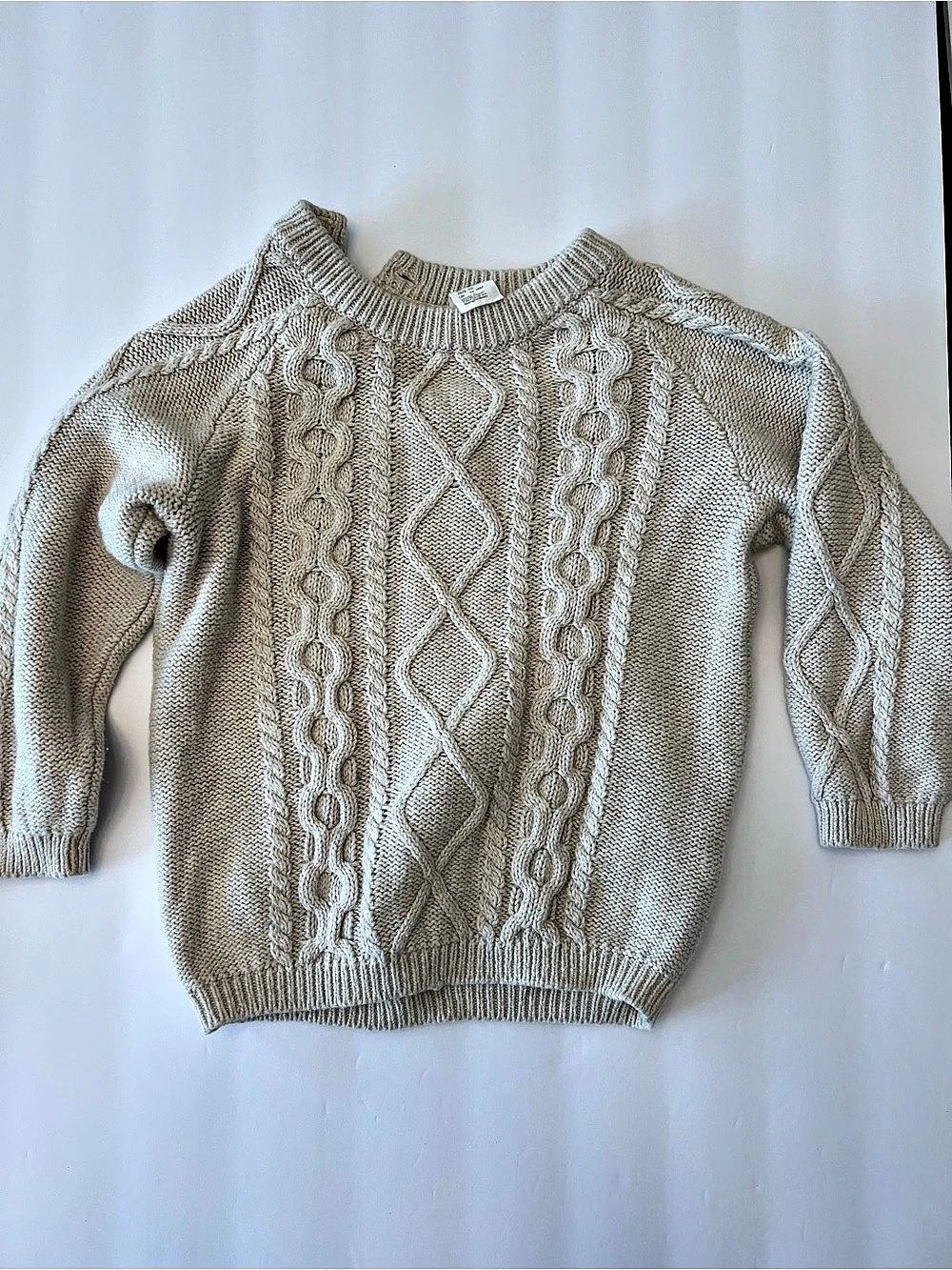 H&M Cable-knit Cotton Blend Sweater Cream Boys 12-18 months